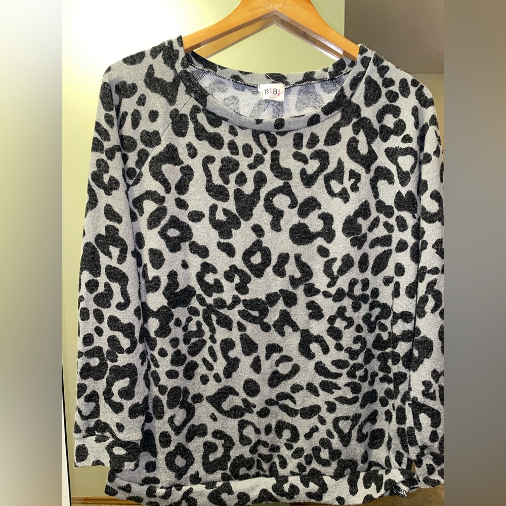 BiBi Black and Gray Animal Print Sweater